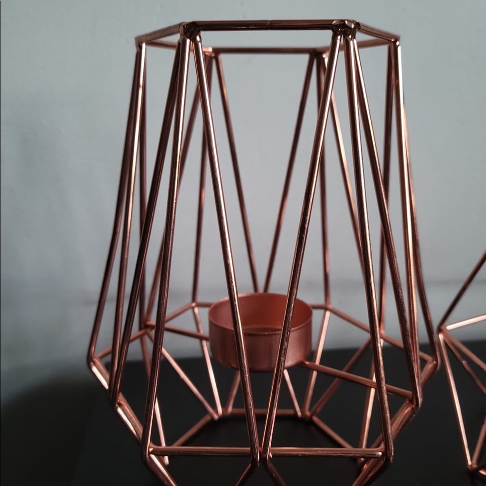 Tall Rose Gold Geometric Centerpiece